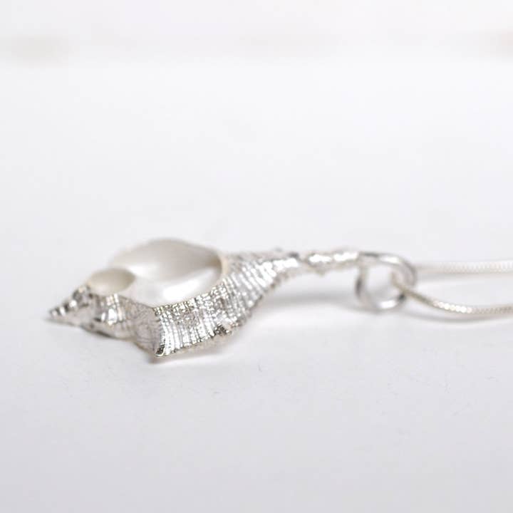 Open Natural Sea Shell Pendant - Silver - large for wholesale by Bijoux de La Lande