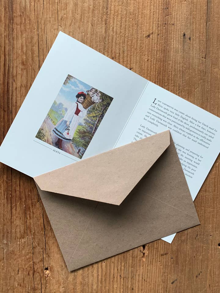 Aleta suit les instructions de Lady Dartmouth (?) pour la vente par Wicked History Greeting Cards