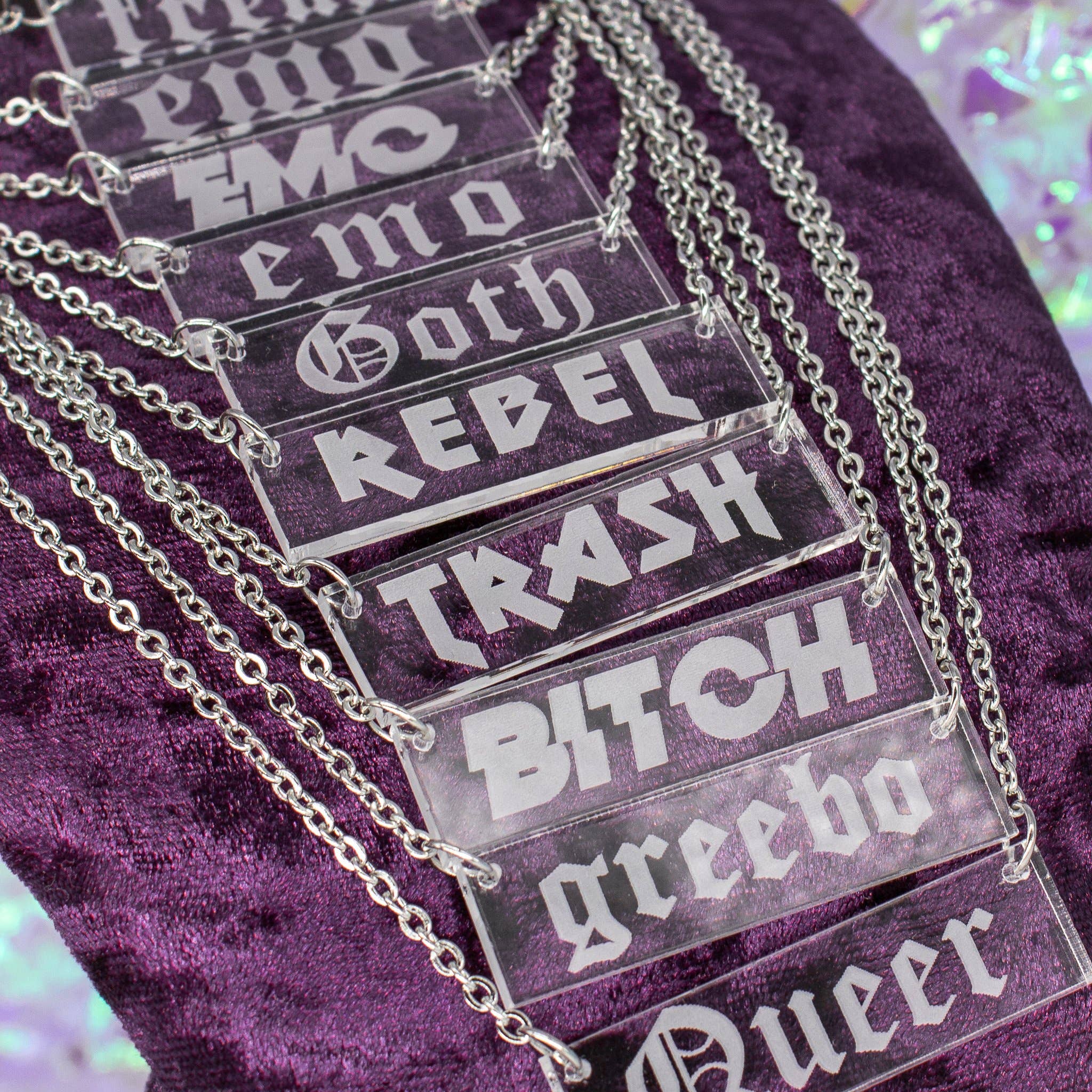 Kitschy - Wholesale Pendant/Charm Necklace - Engraved Pendant Necklace Laser Cut Acrylic | Made in Scotland1
