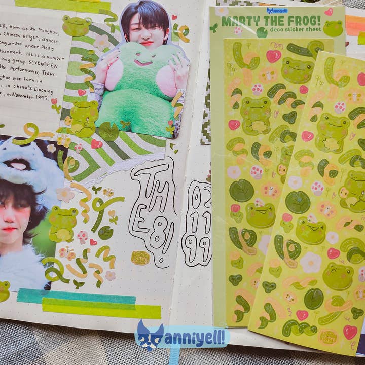 marty the frog! Deco Sticker Sheet for wholesale by anniyell