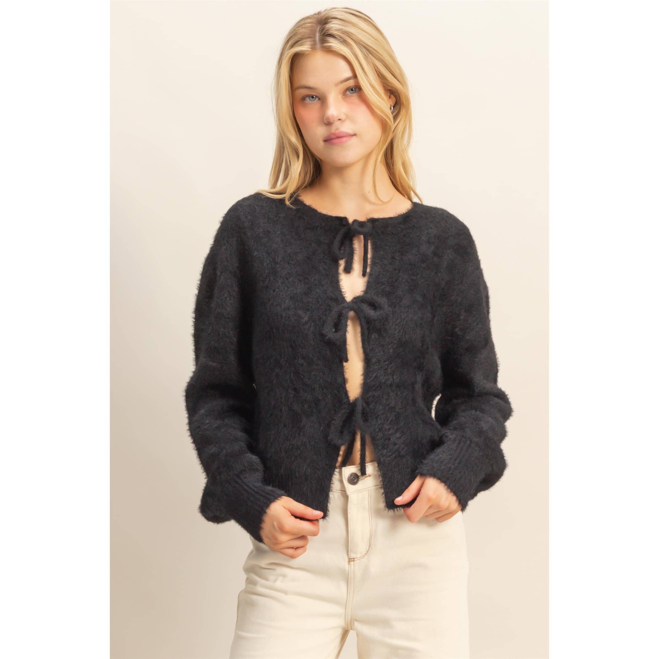 HYFVE - Wholesale Cardigan - Women's - Fuzzy Sweater With Unique Front Ties16
