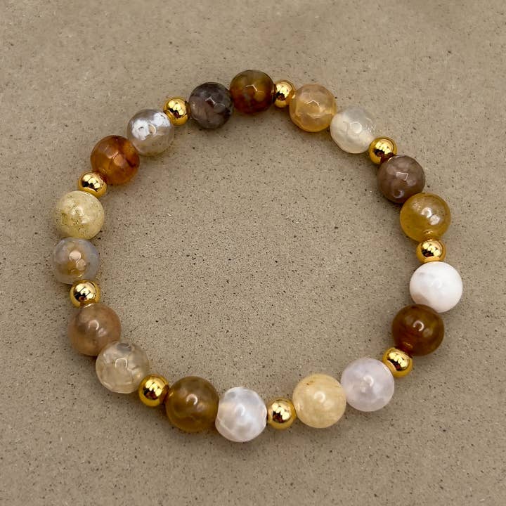 Avalon Days - Wholesale Beaded Bracelet - Earth Agate Gilded Stone Bracelet2
