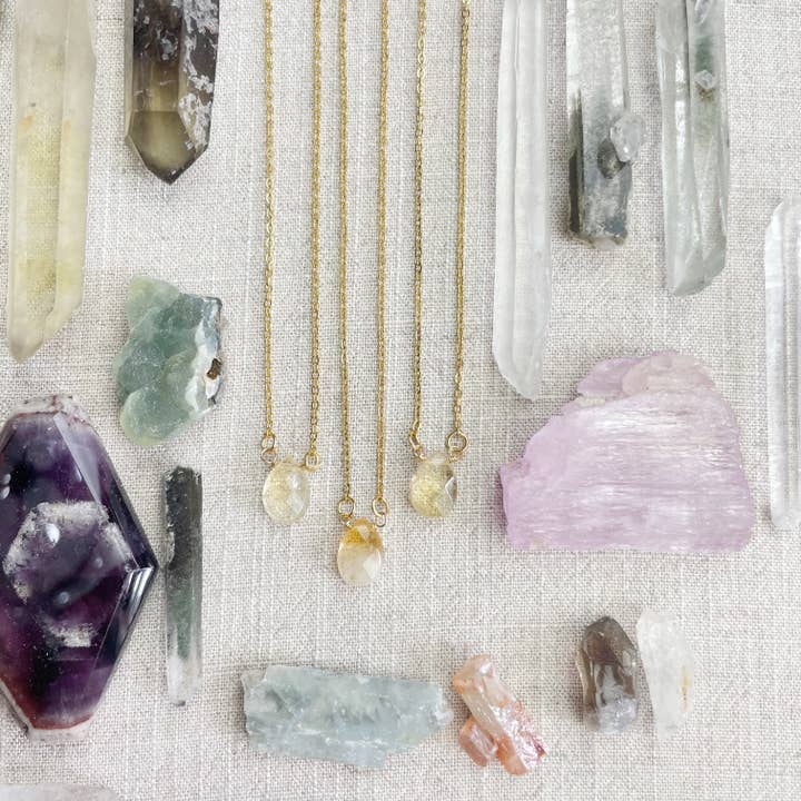 Ewelina Pas Jewelry - Wholesale Halskettinghanger - Citrien Geslepen Druppel Fijne Ketting1