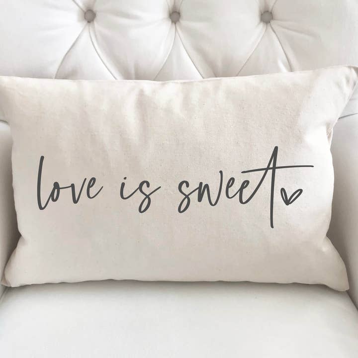 Love Is Sweet Valentine's Day Pillow Cover 12x20 for wholesale by Cotton & Crate