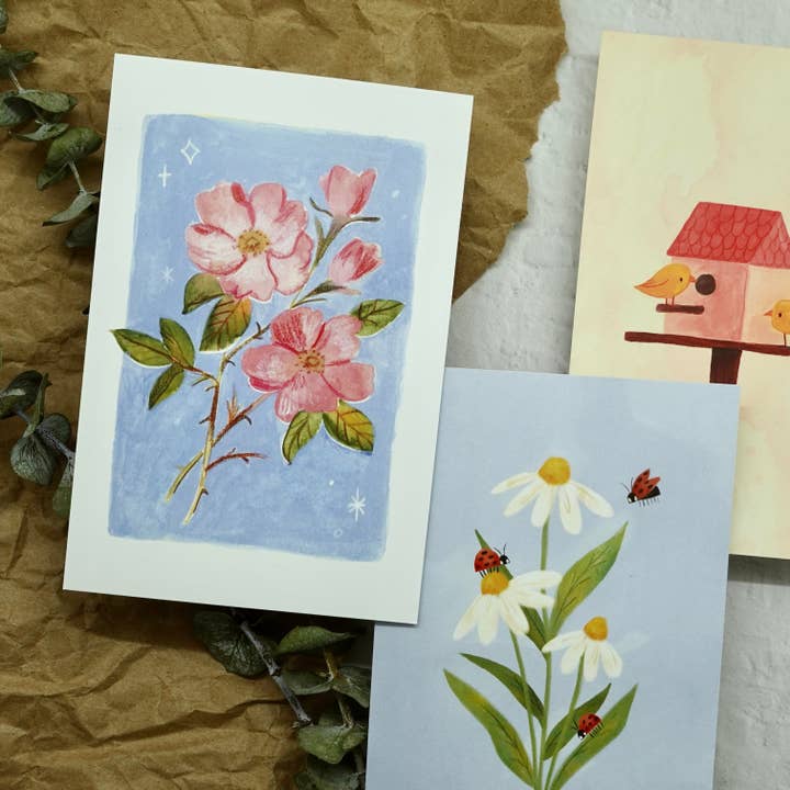 Fun Gal Studio - Wholesale Art Print - Wild Roses - Postcard / Mini Art Print2