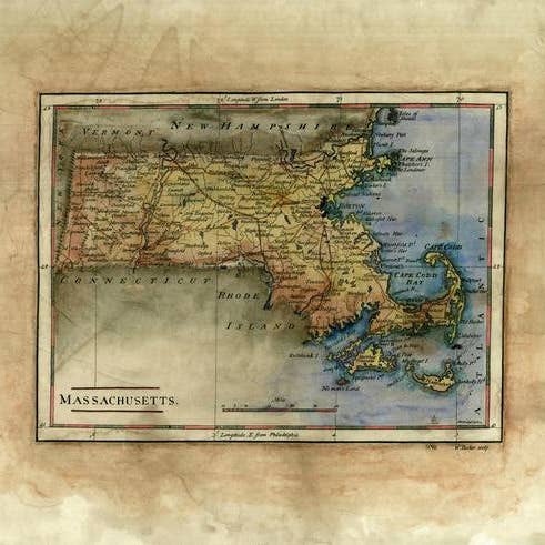 71 Massachusetts 1796 11x14" affiche imprimée de carte vintage historique antique par Lisa Middleton pour la vente par Great Rivers Arts