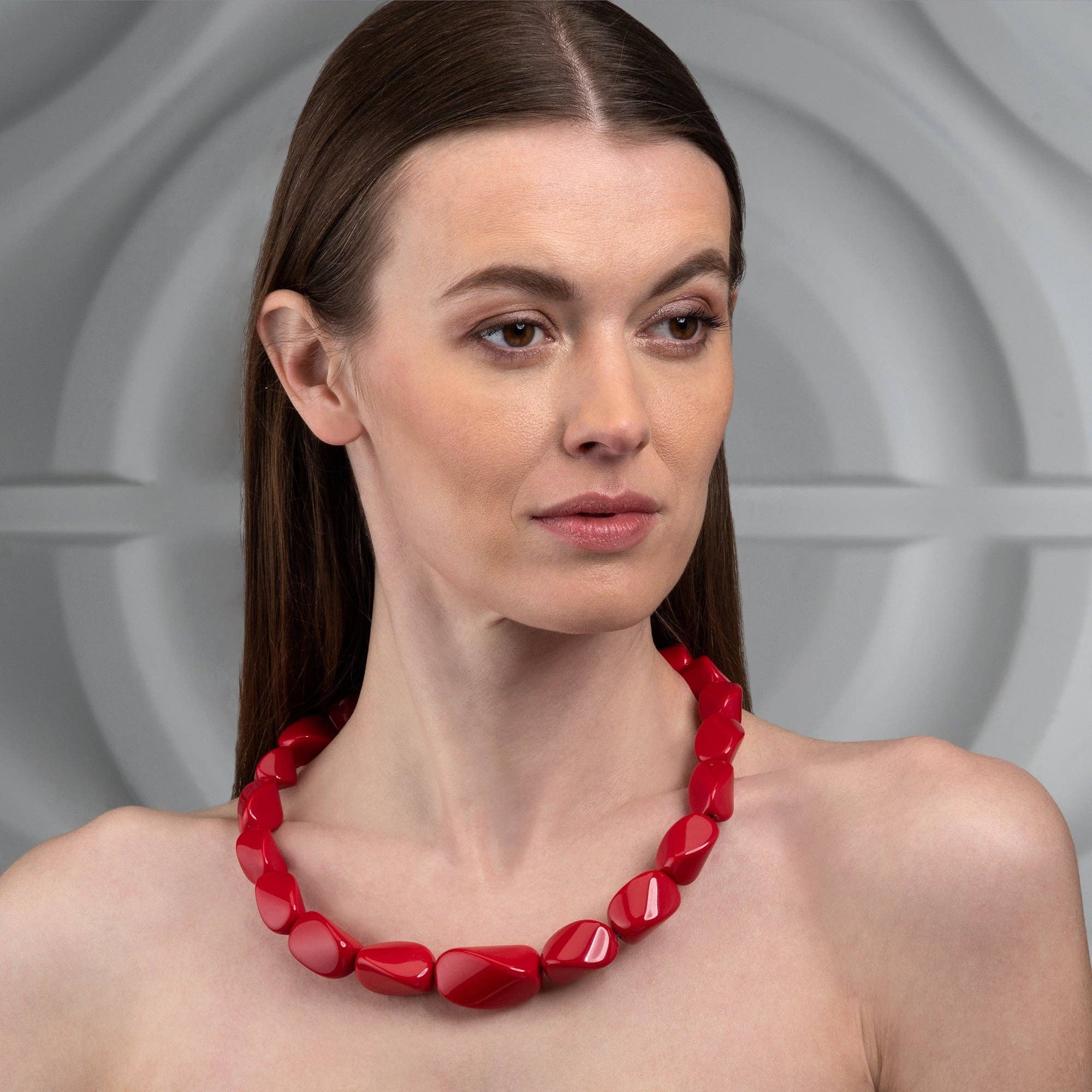 Namana - Vente Collier de perles - Collier Twisted Red Chunky Statement pour femme2