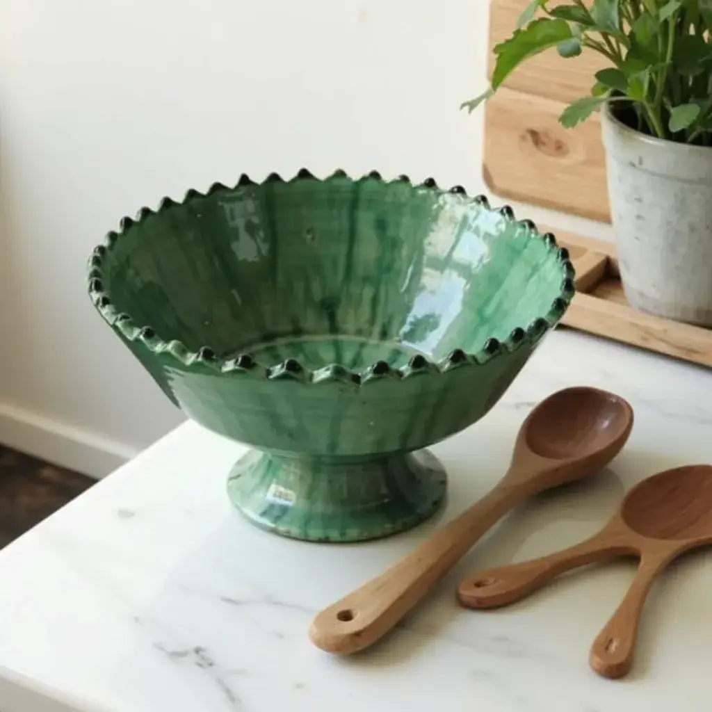 High crafty - Wholesale Decorative Plate/Dish/Bowl - 🌿 Handmade Green Moroccan Pottery Bowls0