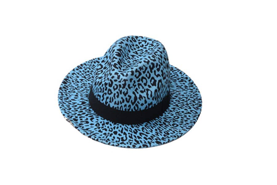 Nima Accessories Inc - Wholesale Fedora - Women's - Ladies Polyester Animal Leopard Print Belt Decor Fedora Hat0