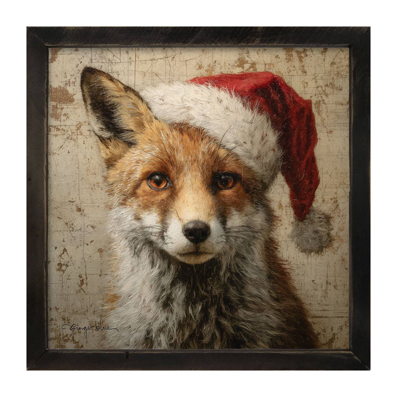 ginger blue - Wholesale Christmas Wall Art - Santa Hat Fox7
