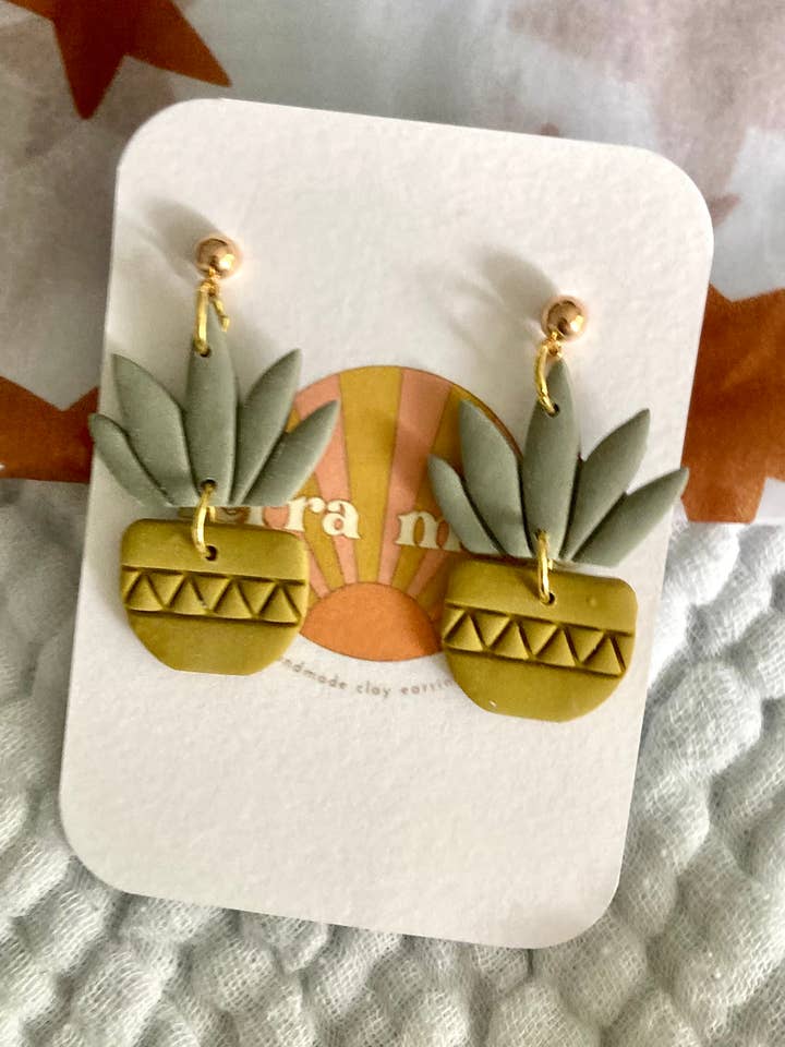 Pendientes colgantes de arcilla suculenta para venta al por mayor de Terra Made