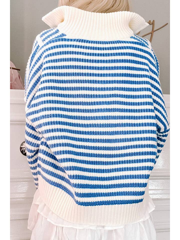 Stripe Half Zip Collared Sweater for wholesale on Faire