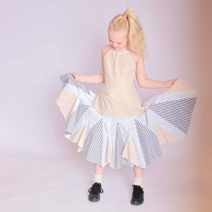 Infantium Victoria - Wholesale Dress - Kids - Zero Waste Striped Flower Girl Dress2