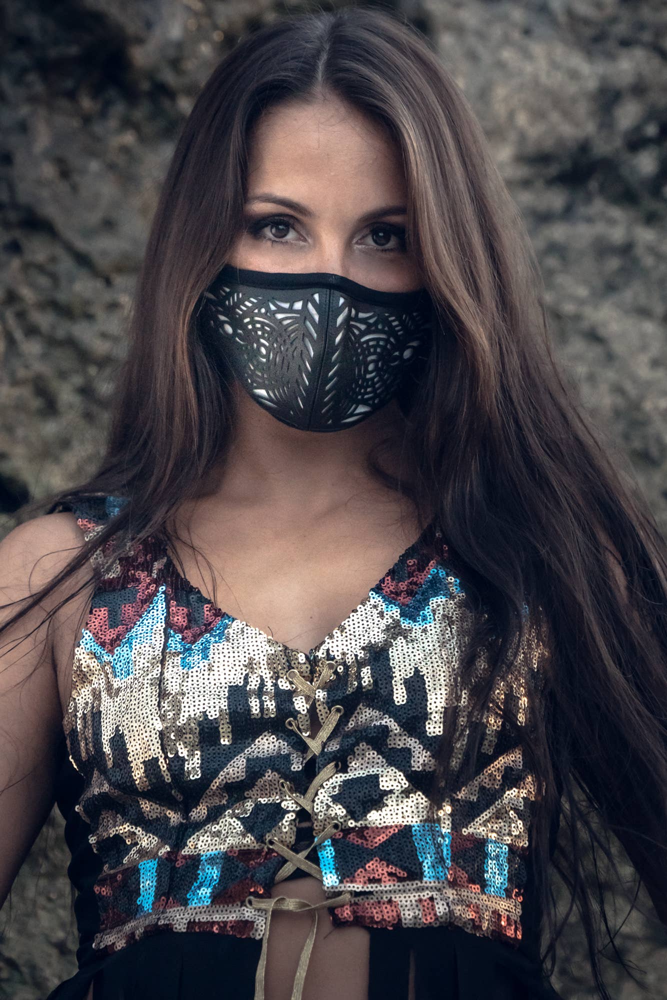 YOSHIZEN – Großhandel Mund-/Gesichtsschutz – Tribal Warrior Kaktus Ledermaske4