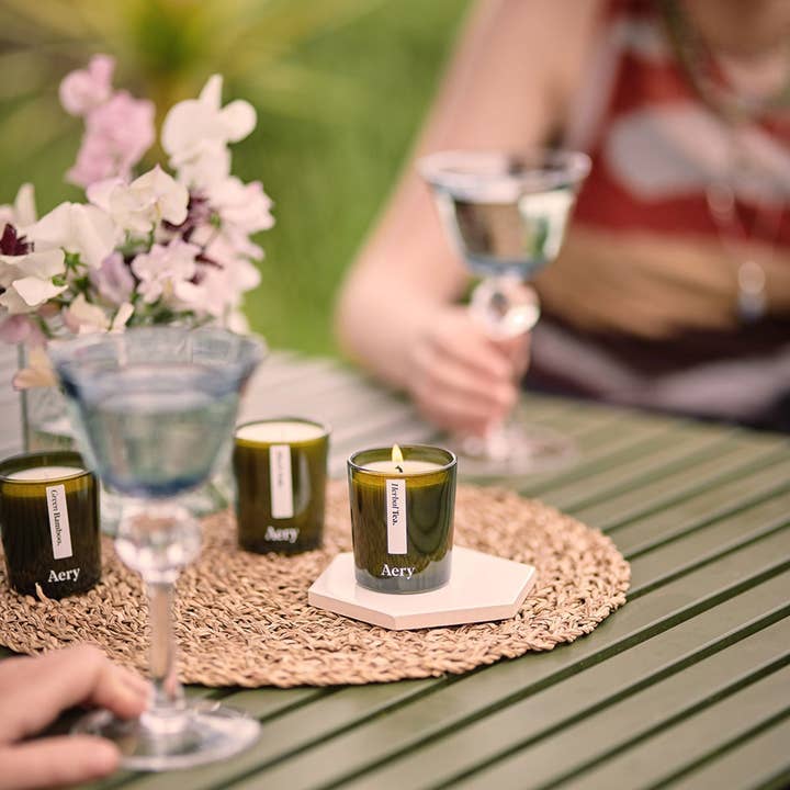 Aery Living – wholesale Burkljus – Botaniska gröna gåva uppsättning av tre - Votive ljus