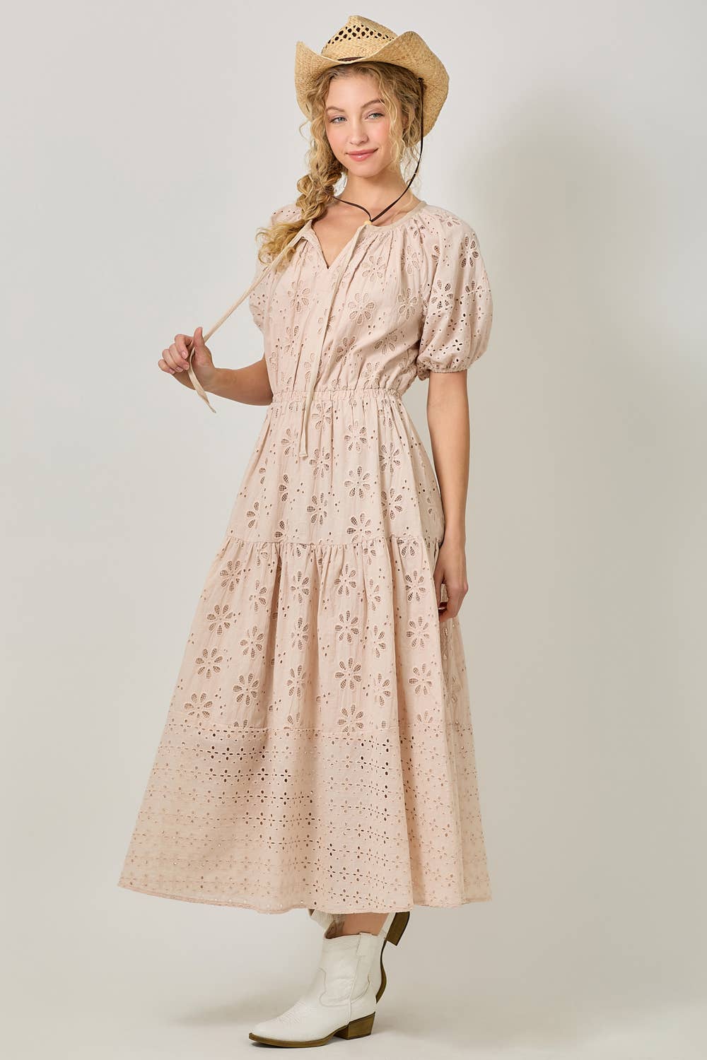 Mystree - Wholesale Dress - Women's - 61037 Puff Sleeve Tiered Eyelet Dress20