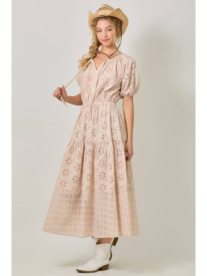Mystree - Wholesale Dress - Women's - 61037 Puff Sleeve Tiered Eyelet Dress20