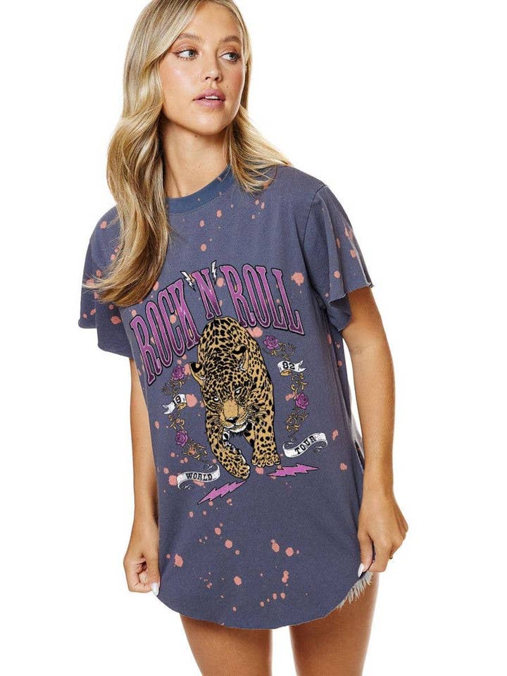 Zutter - Vente T-shirt sérigraphié – femme - Haut graphique blanchi PUFF' Rock N Roll 19821