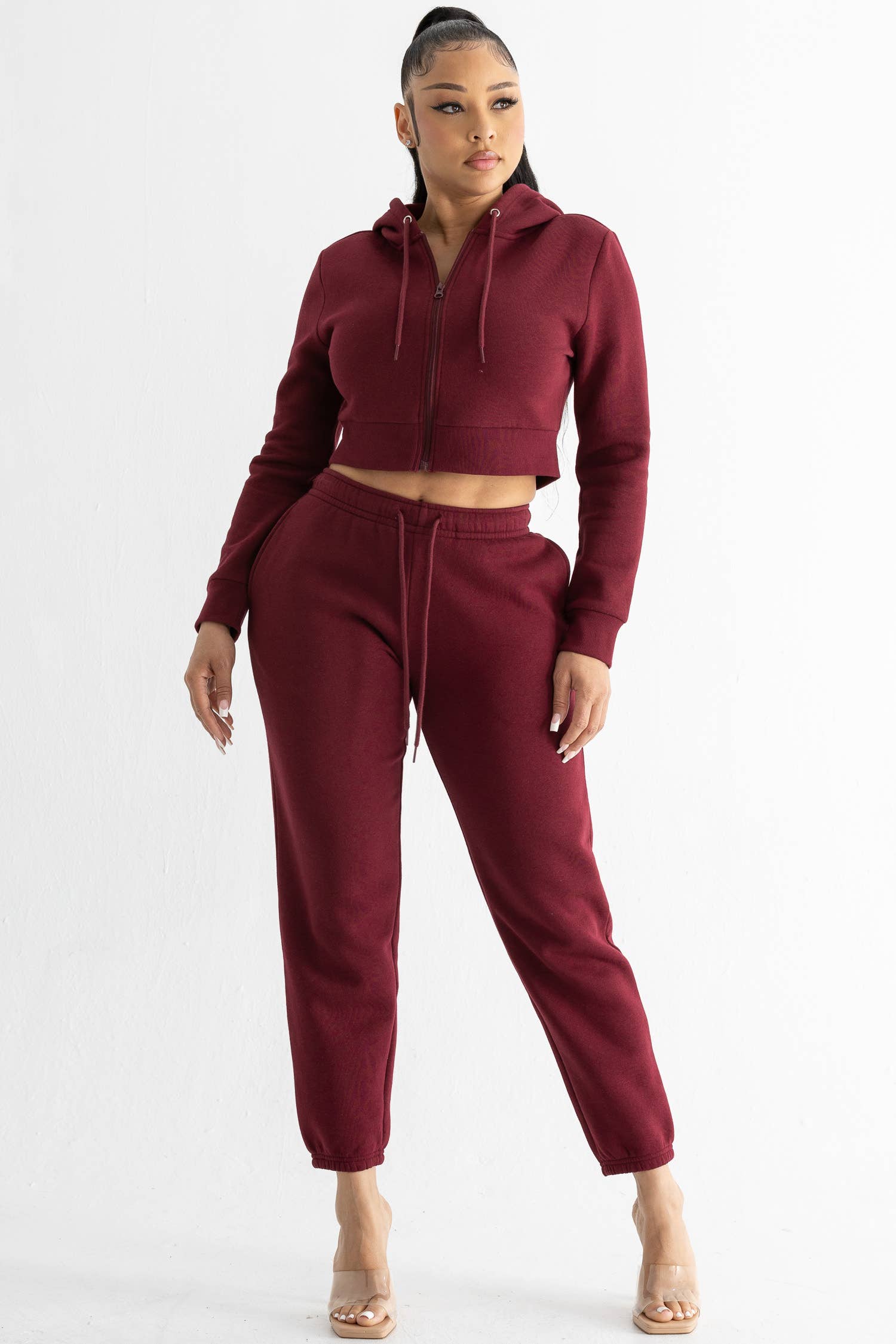 Boswell - Vente Ensemble haut et pantalon (PAS d'intérieur) - Femme - ENSEMBLE HAUT COURT ET PANTALON DE SURVÊTEMENT À CAPUCHE EN POLAIRE ÉPAISSE10