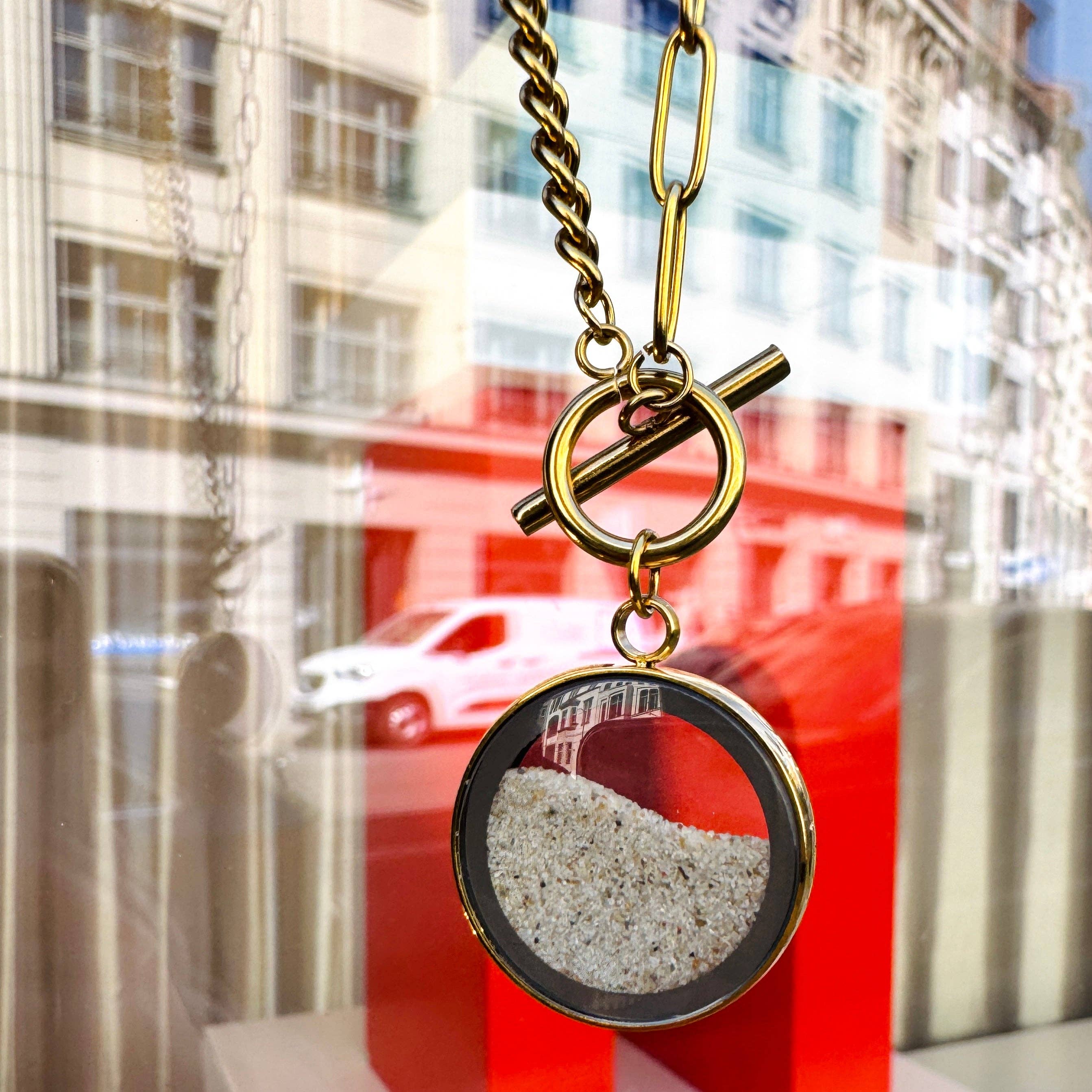 My Little Nature – Colar pingente/pendente por atacado – Colar artesanal folheado a ouro com areia natural da praia e fecho toggle11