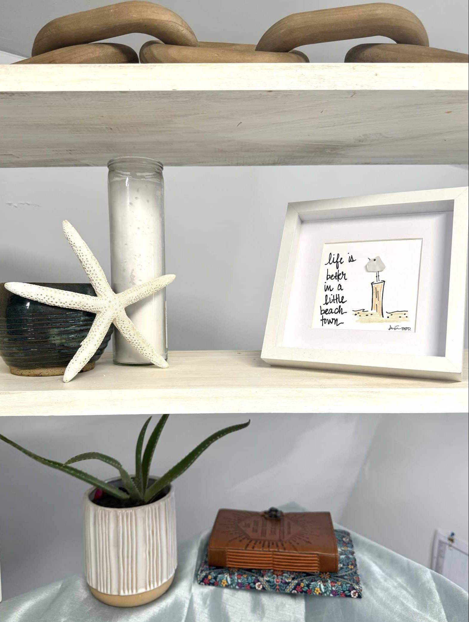 Back Bay Designs - Wholesale Art Print - Life In A Beach Town MINI - Sea Glass Art - 6x6 Framed7