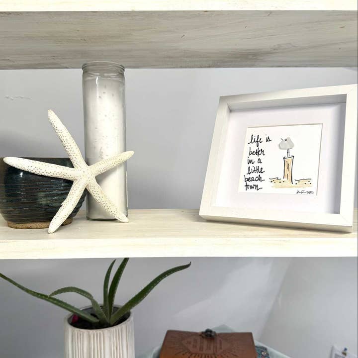 Back Bay Designs - Wholesale Art Print - Life In A Beach Town MINI - Sea Glass Art - 6x6 Framed7