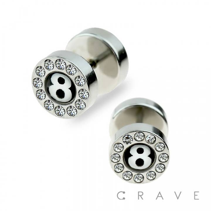 316L CHIRURGISCH STAAL „CRAZY 8" NEP-PLUG MET EDELSTEENRAND voor wholesale door CRAVE BODY JEWELRY