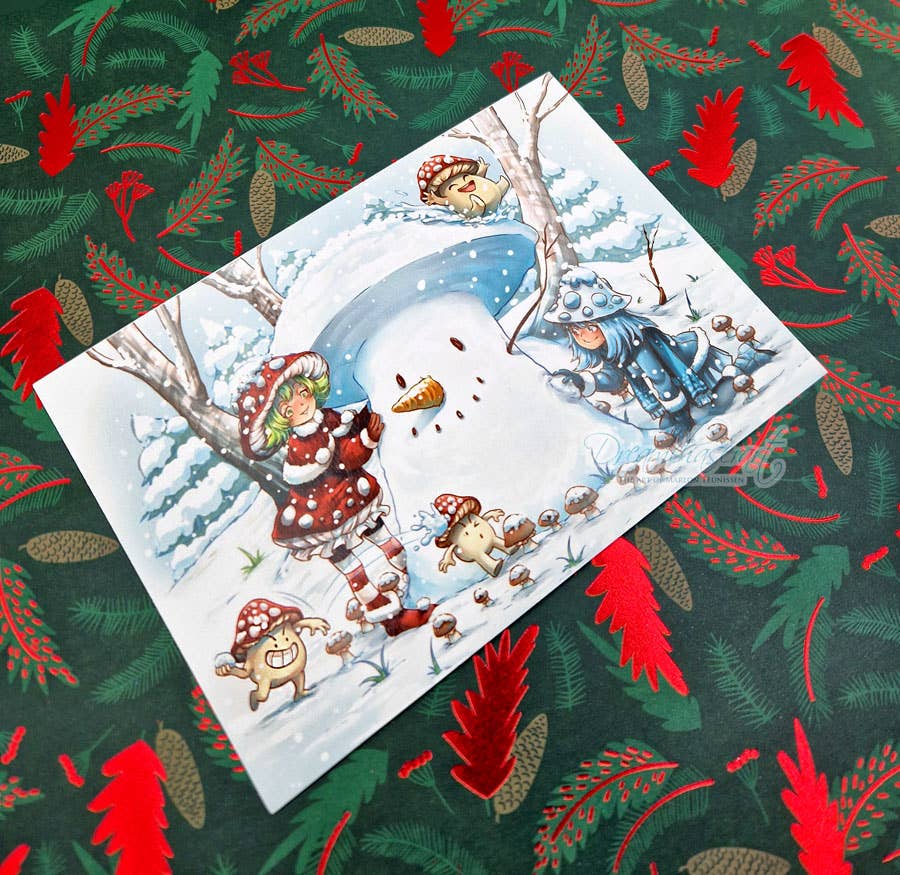 Dreamchaserart - Wholesale Postcard - snow fun postcard1