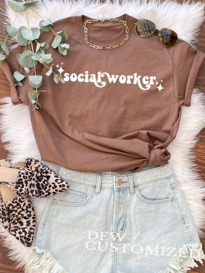 T-shirt voor sociaal werk voor wholesale door dewitcustomized