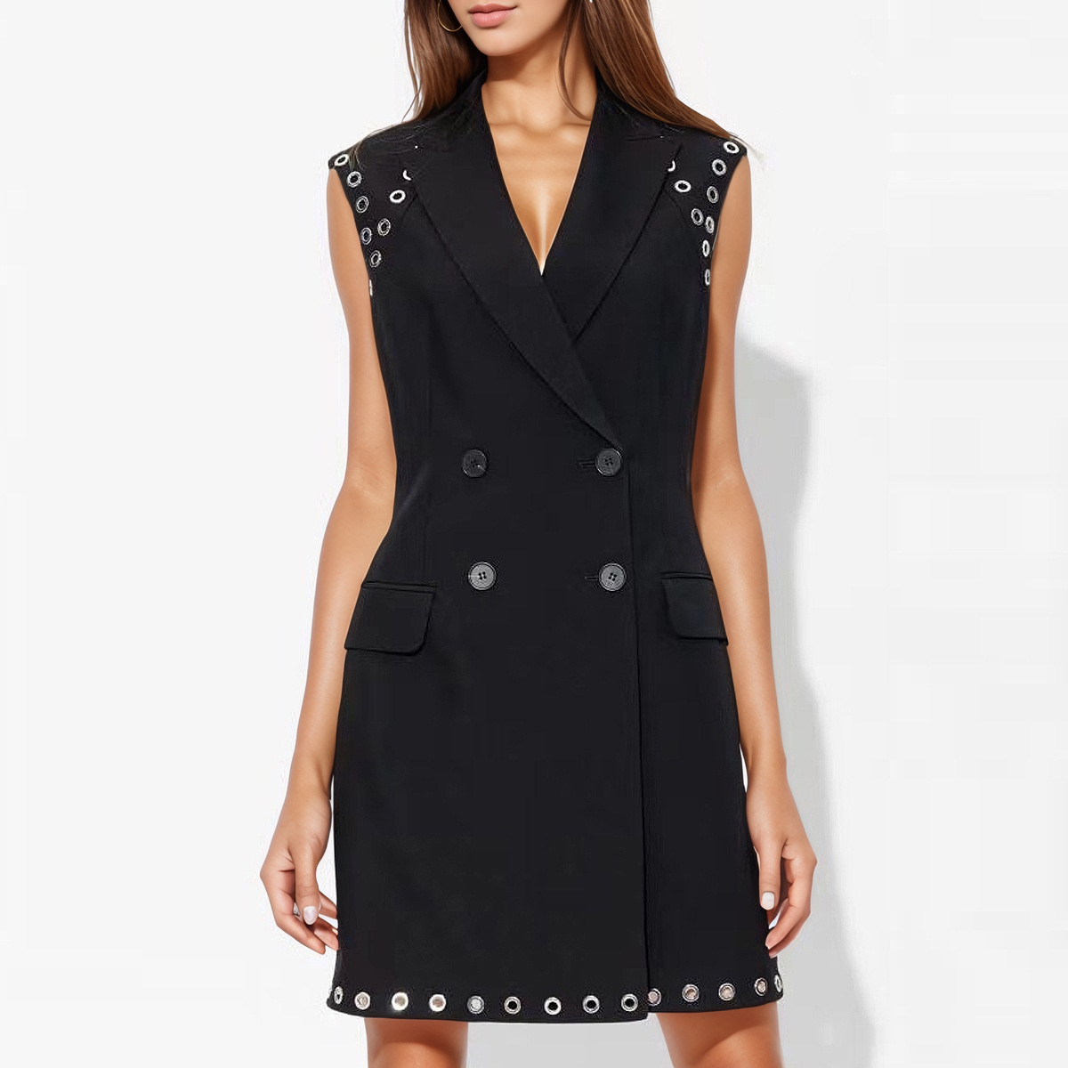 Productseeker – wholesale Klänning - Dam – DR641Y Handstansad ärmlös figursydd kostymklänning för kvinnor0