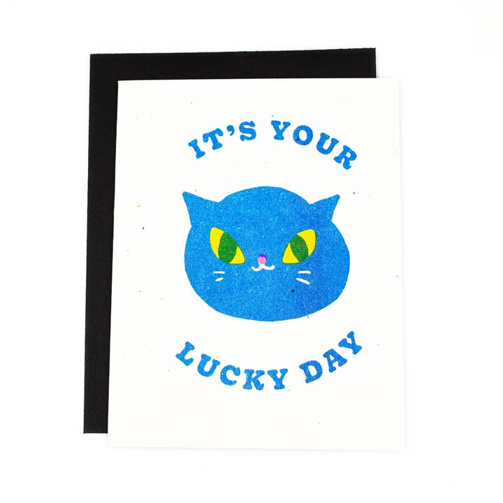 Carte Risographe Chat Noir pour la vente par These Are Things