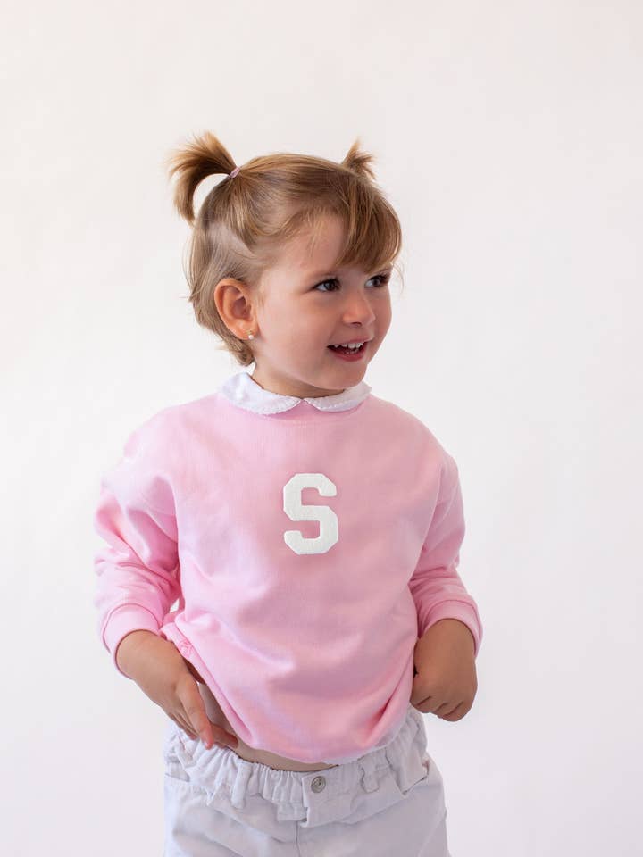KIDS - Sweat Rosa Claro | Inicial Mini Rizo por atacado de Anitials