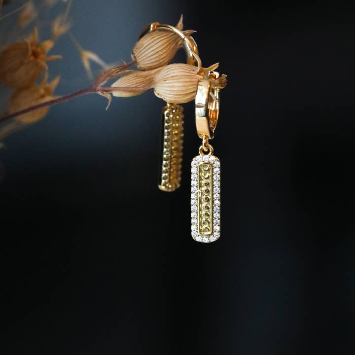 Moon Phase Bar Charm Huggie Earrings: Modern Witchy Jewelry for wholesale by The Gilded Witch