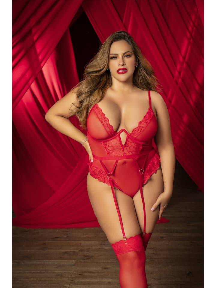 vermelho Body plus size vermelho com cinto ligas para venda a revendedores na Faire
