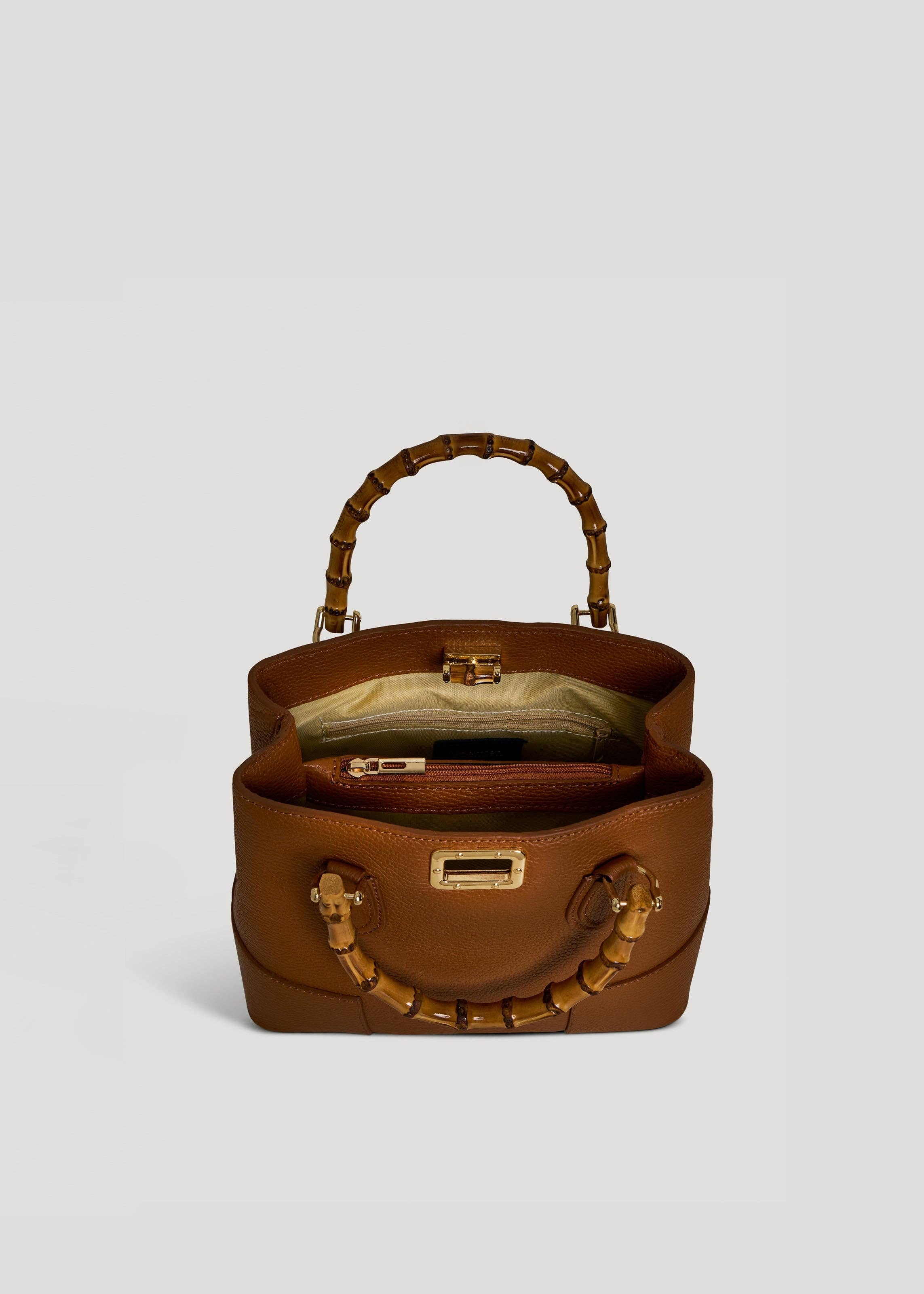 Voemièn - Vendita all'ingrosso Borsa con manico - Donna - Micro borsa Bamboo Babe in pelle Tan Dollar5