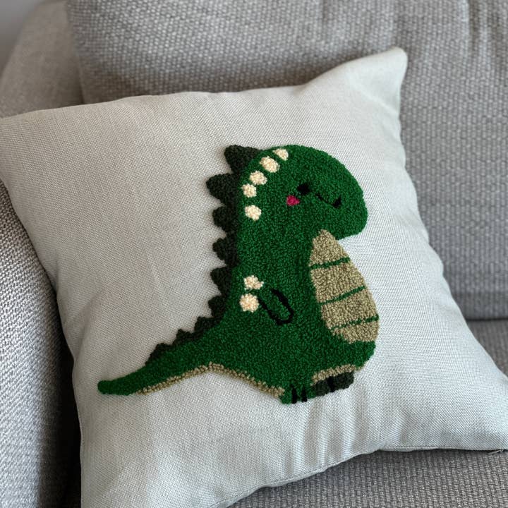 Cuscino Dinosauro - Copricuscino decorativo con ago per punch a forma di dinosauro per la vendita all'ingrosso da parte di mo.mitt