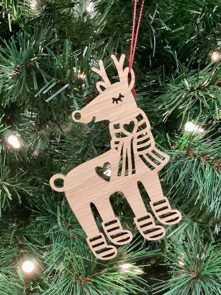 Wood Ornament - Reindeer Star for wholesale by Mac’s Boys, LLC
