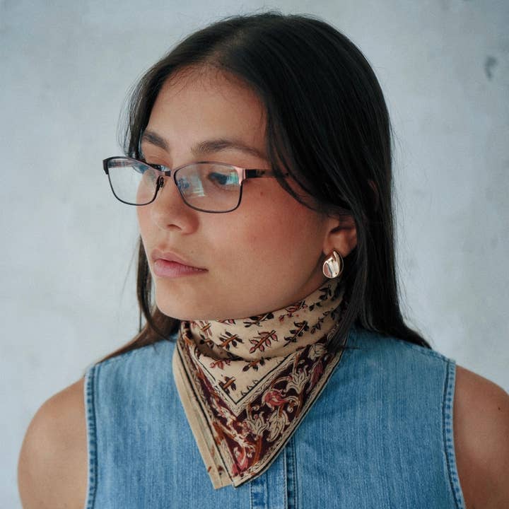 Arazzo Pine Grove - Bandana in cotone Kalamkari (KK1415) per la vendita all'ingrosso da parte di White Lotus Fashions