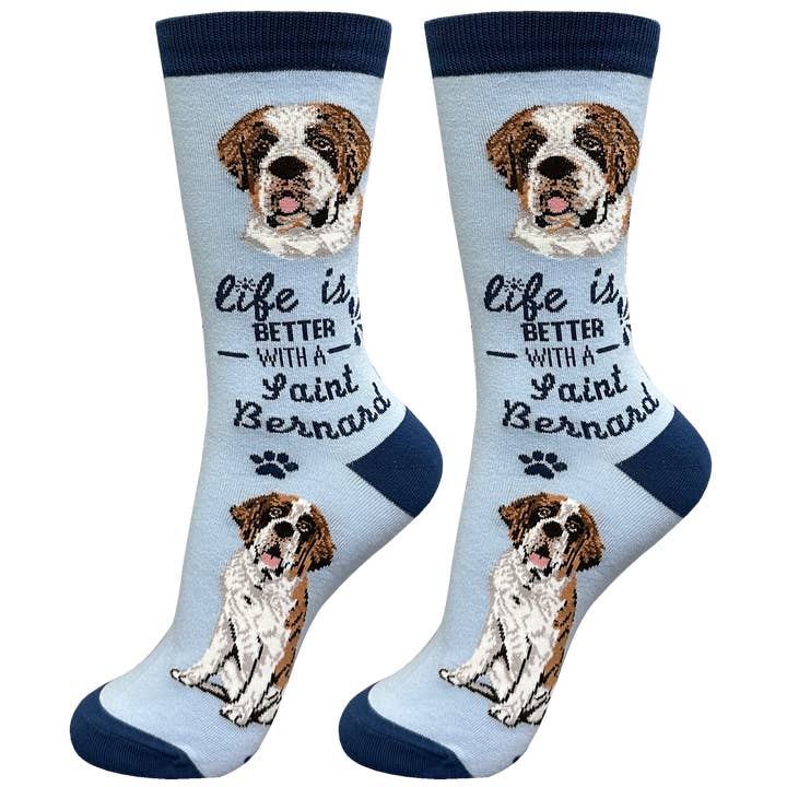 Saint Bernard Dog Socks - Fun Novelty Crew Socks - Unisex for wholesale by E&S Pets