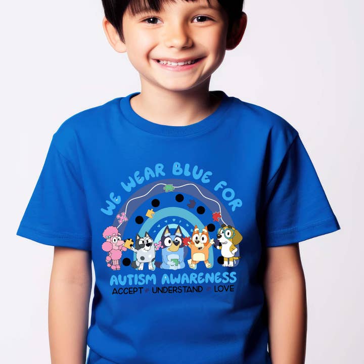 Small Biz Shipping Co - Wholesale Sublimation Transfer - DTF Full Color Transfer - We Wear Blue Blue Dog