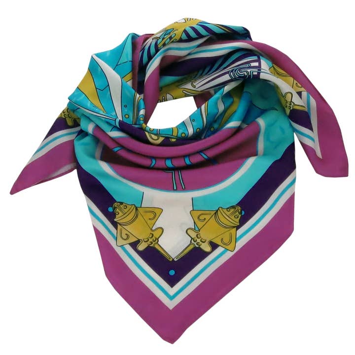 Quimbaya Flyer #3 & Nazca Lines Silk Coral Tørklæde for engroshandel hos Across The Puddle