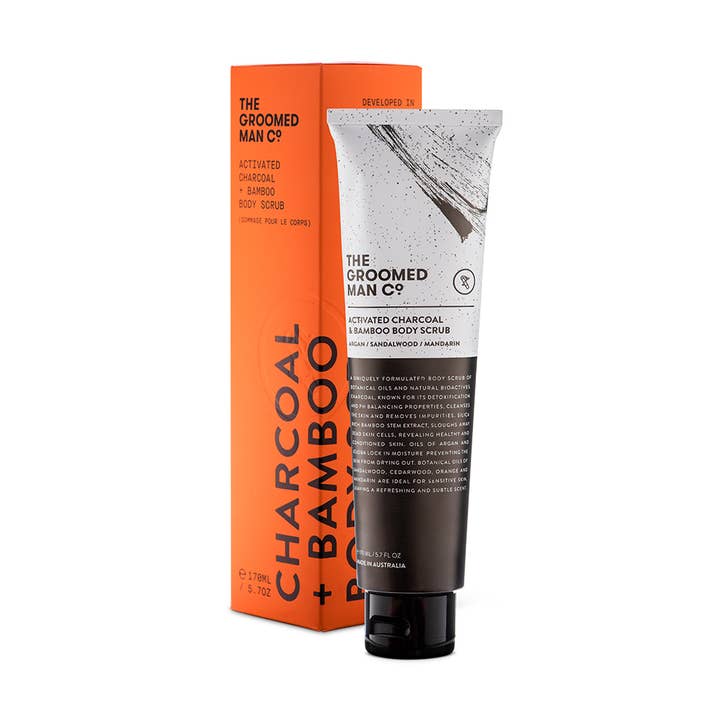 Activated Charcoal Bamboo Body Scrub for wholesale by The Groomed Man Co.