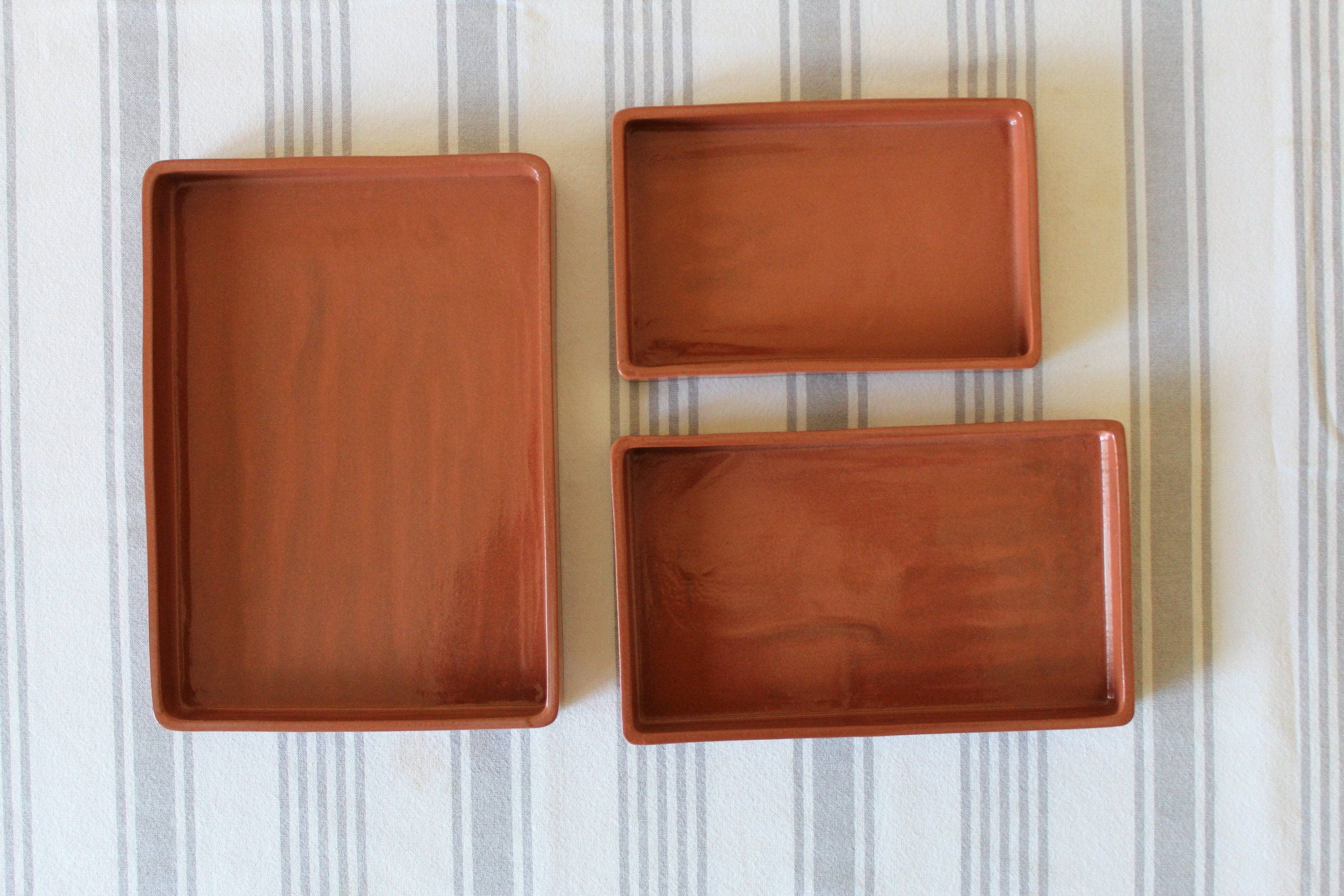 Studio Patenaude - Wholesale Decorative Tray - Rectangle Ceramic Nesting Trays | Terracotta4