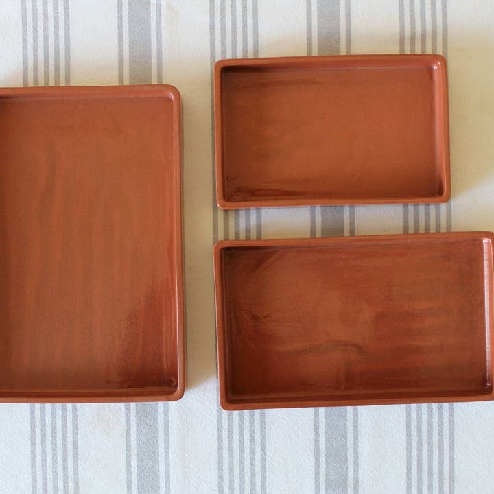 Studio Patenaude - Wholesale Decorative Tray - Rectangle Ceramic Nesting Trays | Terracotta4