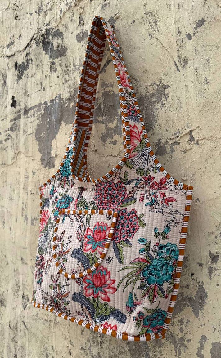 GYPSY STUDIO – Großhandel Tragetasche – Damen – Vogelbedruckte Tasche Baumwoll-Steppdecke Markttasche Einkaufstaschen4