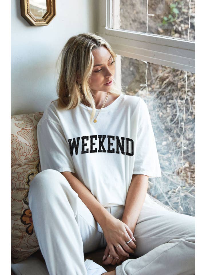 OAT COLLECTIVE - Wholesale Screen Printed T-Shirt - Women's - WEEKEND Plus Mineral Graphic Top