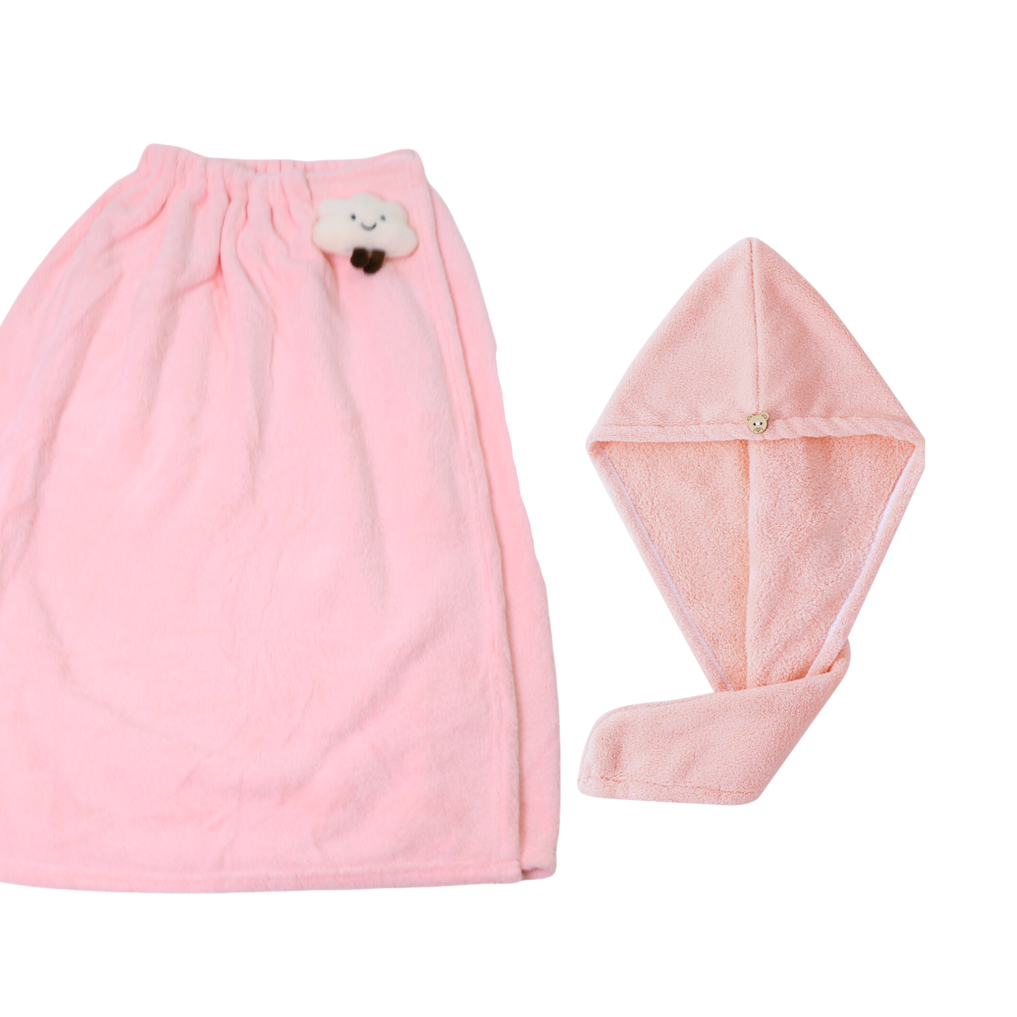 DrifWoo – wholesale Bath towel – Microfiber Body Wrap Hair Wrap Set with Fluffy Accents Cute 1