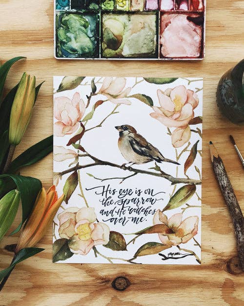 GraceLaced by Ruth Chou Simons – Engroshandel Kunsttryk – Hans øje er på spurveprintet1