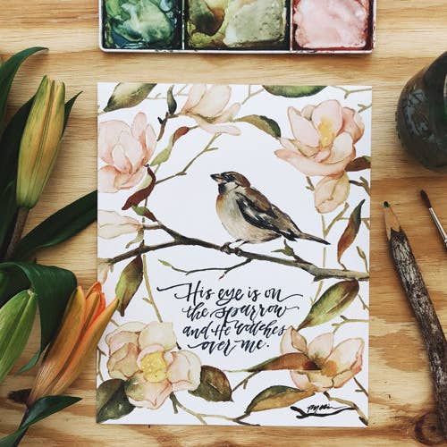 GraceLaced by Ruth Chou Simons – Engroshandel Kunsttryk – Hans øje er på spurveprintet1