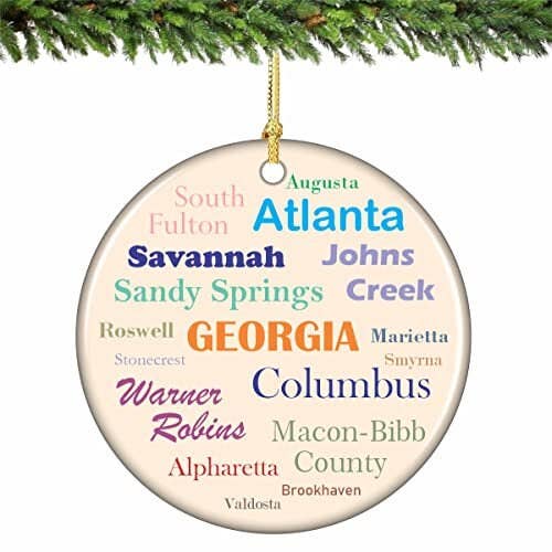 Georgia State and Cities Christmas Ornament for wholesale by City Souvenirs